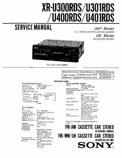 SONY XR-U300RDS, XR-U301RDS, XR-U400RDS, XR-U401RDS schematics caraudio